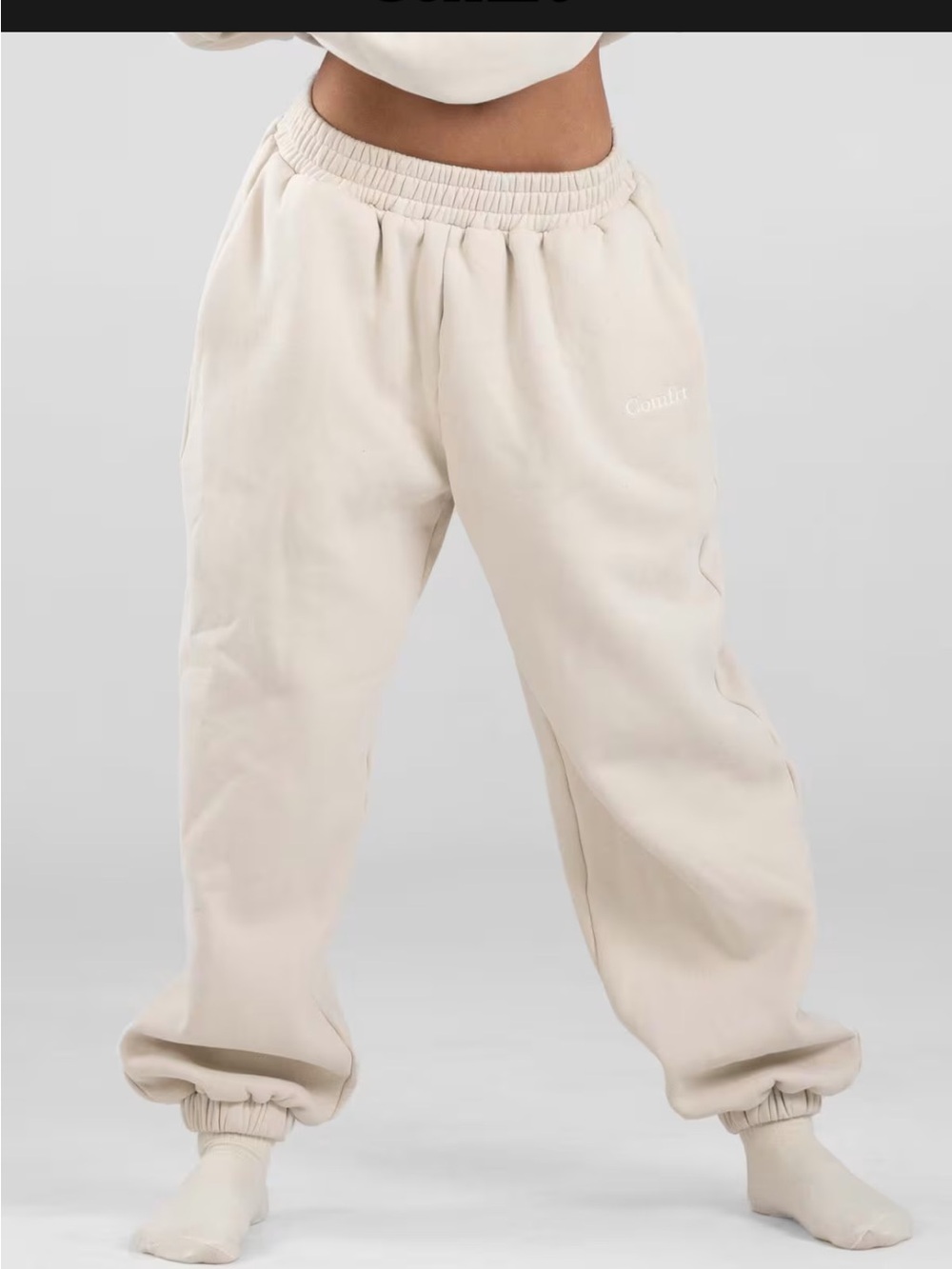 Relaxed Cream Jogger Pants - Women's Track Joggers